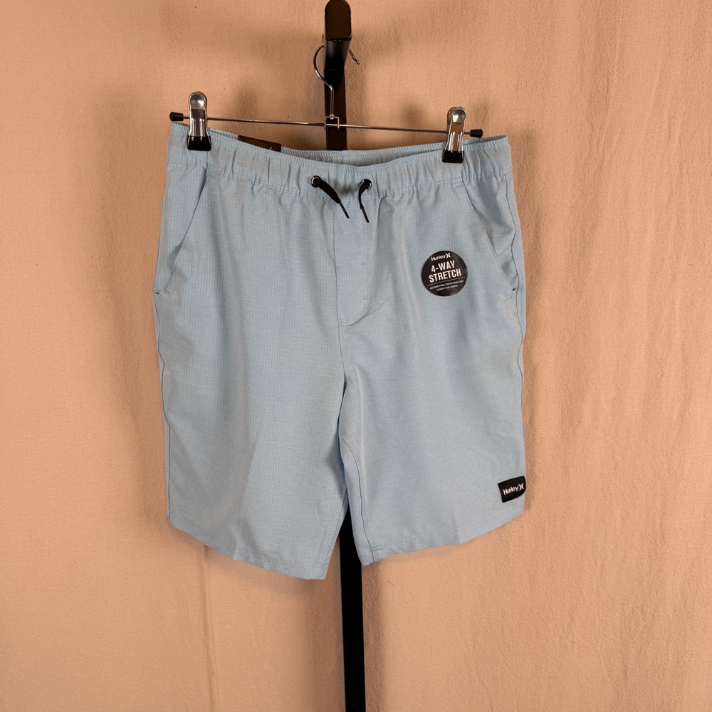 Hurley Boys Phantom Hybrid Shorts Blue 4-Way Stretch Quick Dry Size L NWT